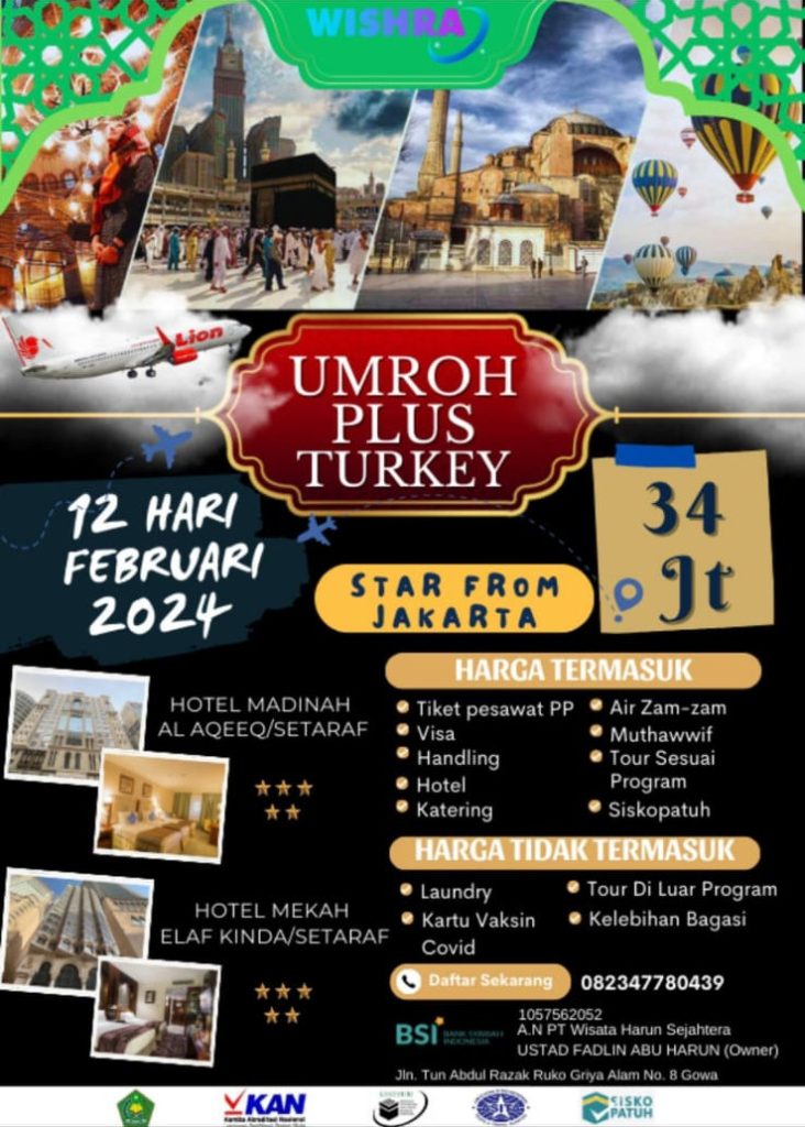 Umrah Plus Turki Wishra 2024